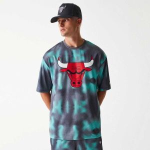 New Era CHICAGO BULLS NBA ALL OVER PRINT Pánske tričko, tmavo zelená, veľkosť