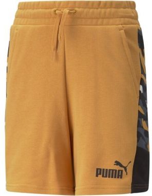 Puma ESS+CAMO SHORTS TR B DESERT CLAY Detské športové šortky, oranžová, veľkosť