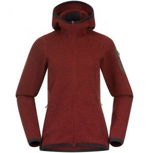 Bergans KAMPHAUG KNITTED W HOODIE Flísová mikina, vínová, veľkosť