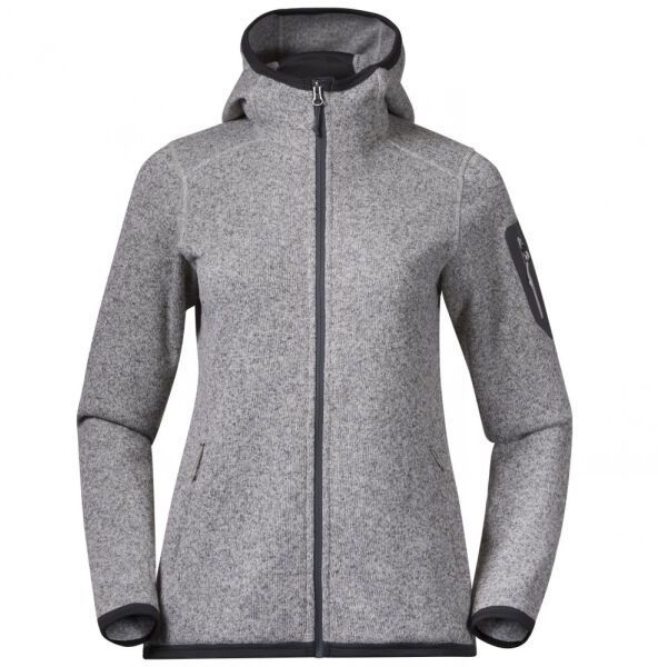 Bergans KAMPHAUG KNITTED W HOODIE Flísová mikina, sivá, veľkosť