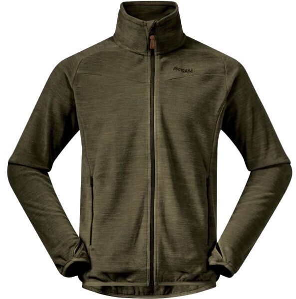 Bergans HAREID FLEECE Pánska flísová mikina, khaki, veľkosť