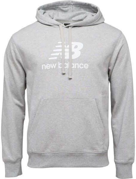 New Balance ESSENTIALS STACKED LOGO FRENCH TERRY HOODIE Pánska mikina, sivá, veľkosť