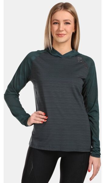 KILPI AILEEN Dámska bežecká mikina, tmavo zelená, veľkosť