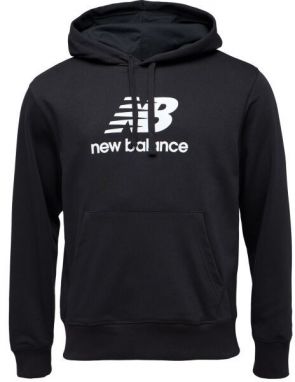 New Balance ESSENTIALS STACKED LOGO FRENCH TERRY HOODIE Pánska mikina, čierna, veľkosť