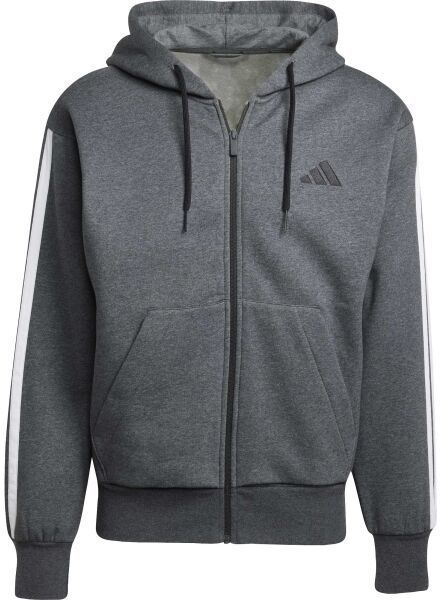 adidas M 3 STRIPES FL FZ HD Pánska mikina, tmavo sivá, veľkosť