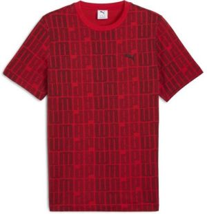 Puma ESSENTIALS LOGO LAB AOP TEE Pánske tričko, červená, veľkosť