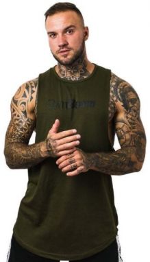 GymBeam CUT OFF Pánske tielko, tmavo zelená, veľkosť