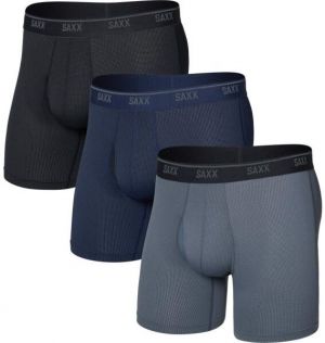 SAXX QUEST QUICK-DRY MESH BOXER BRIEF FLY 3PK Pánske boxerky, čierna, veľkosť