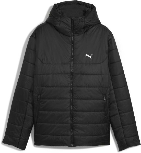 Puma ESSENTIALS HOODED PADDED JACKET Pánska zateplená bunda, čierna, veľkosť