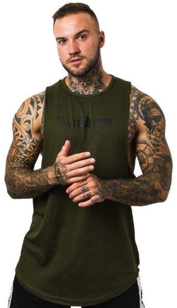 GymBeam CUT OFF Pánske tielko, tmavo zelená, veľkosť
