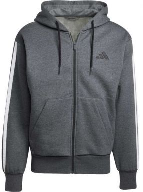 adidas M 3 STRIPES FL FZ HD Pánska mikina, tmavo sivá, veľkosť
