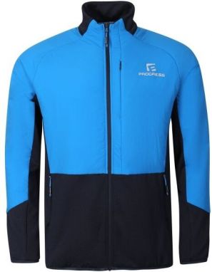 PROGRESS ELVIR HYBRID MIDLAYER Pánska hybridná mikina s merinom, modrá, veľkosť XXXL