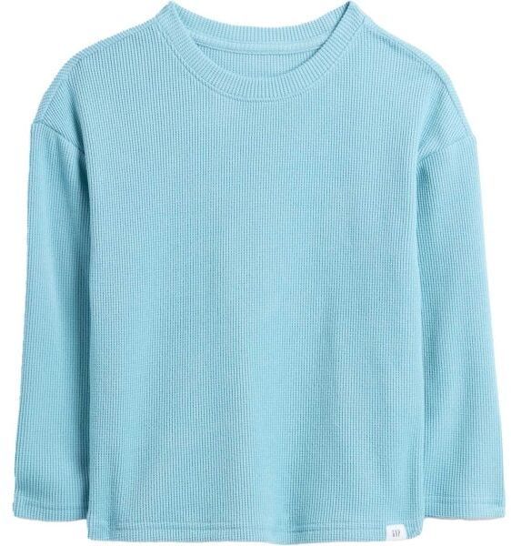 GAP V-LS COZY WAFFLE CREW Detské tričko, svetlomodrá, veľkosť 2Y