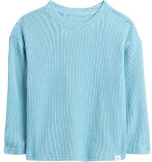 GAP V-LS COZY WAFFLE CREW Detské tričko, svetlomodrá, veľkosť 2Y