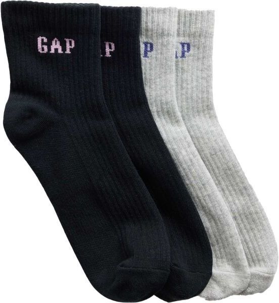 GAP V-LOGO QTR CREW SOCK 2PK Dámske športové ponožky, čierna, veľkosť