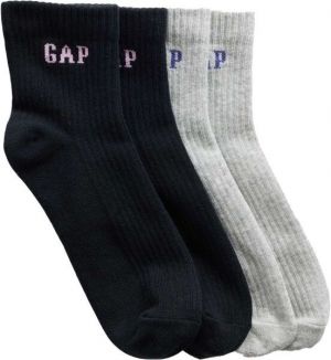GAP V-LOGO QTR CREW SOCK 2PK Dámske športové ponožky, čierna, veľkosť