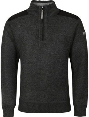 PROGRESS LOFOTEN Pánsky sveter s krátkym zipsom, čierna, veľkosť