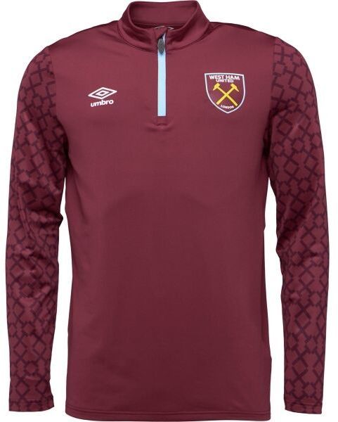 Umbro WEST HAM HOME PRE MATCH MIDLAYER TOP Pánska športová mikina, vínová, veľkosť XXL