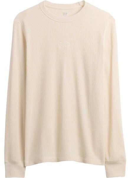 GAP V-FRCH LS WAFFLE MINI LOGO CREW Pánske tričko, béžová, veľkosť