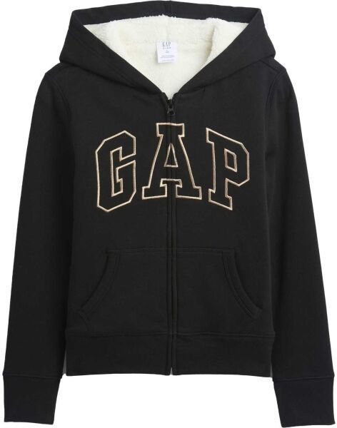 GAP V-LOGO HERITAGE SHERPA FZ Dievčenská zateplená mikina, čierna, veľkosť