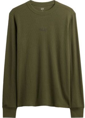 GAP V-FRCH LS WAFFLE MINI LOGO CREW Pánske tričko, khaki, veľkosť