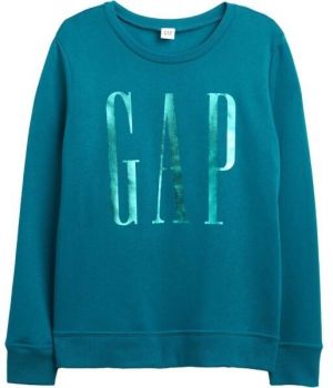 GAP V-LOGO DOORBUSTER CREW Dámska mikina s logom, tyrkysová, veľkosť