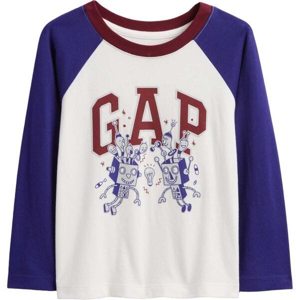 GAP V-FRCH LS LOGO RAGLAN T Detské tričko, biela, veľkosť 2Y