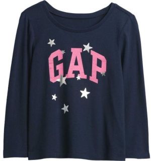 GAP V-FRCH LS BF LOGO TEE Detské tričko, tmavo modrá, veľkosť 5Y