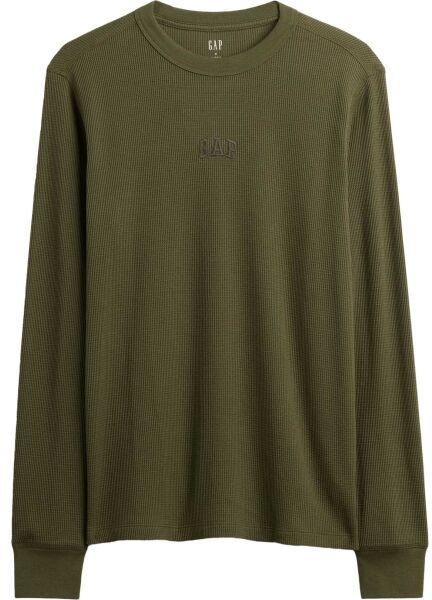 GAP V-FRCH LS WAFFLE MINI LOGO CREW Pánske tričko, khaki, veľkosť