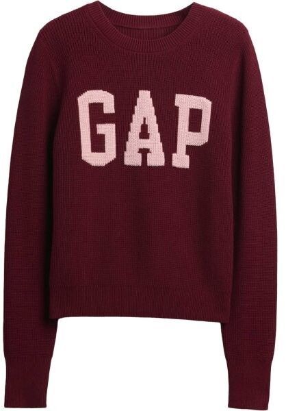 GAP V-FRCH- LOGO SWEATER Dámsky sveter, vínová, veľkosť