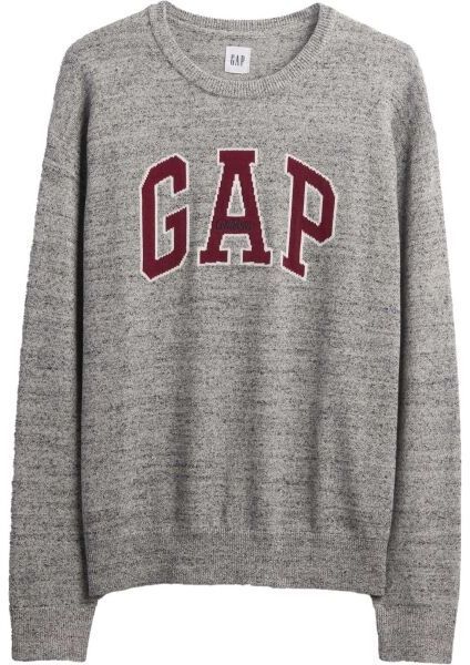 GAP V-INTX GAP ATHLETIC INTARSIA RLXD CREW Pánsky pletený sveter, sivá, veľkosť