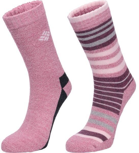 Columbia 2PP MOISTURE CONTROL STRIPE CREW Dámske ponožky, ružová, veľkosť