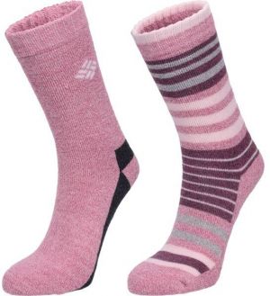 Columbia 2PP MOISTURE CONTROL STRIPE CREW Dámske ponožky, ružová, veľkosť