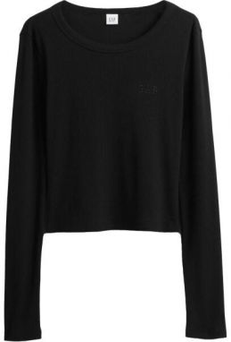 GAP V-JPN LS RIB TEE Dámske crop tričko, čierna, veľkosť