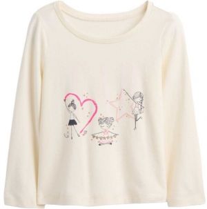 GAP V-FRCH LS BF LOGO TEE Detské tričko, biela, veľkosť 3Y