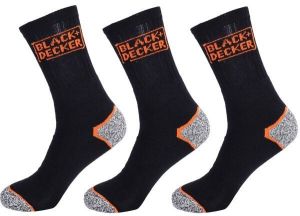 BLACK & DECKER SOCKS BLACK 3P Pracovné ponožky, čierna, veľkosť 47-49