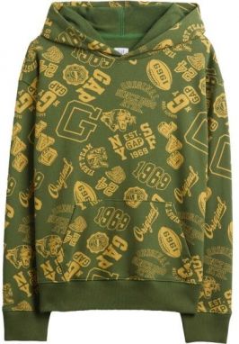 GAP V-JPN AOP LOGO PO Chlapčenská mikina, khaki, veľkosť