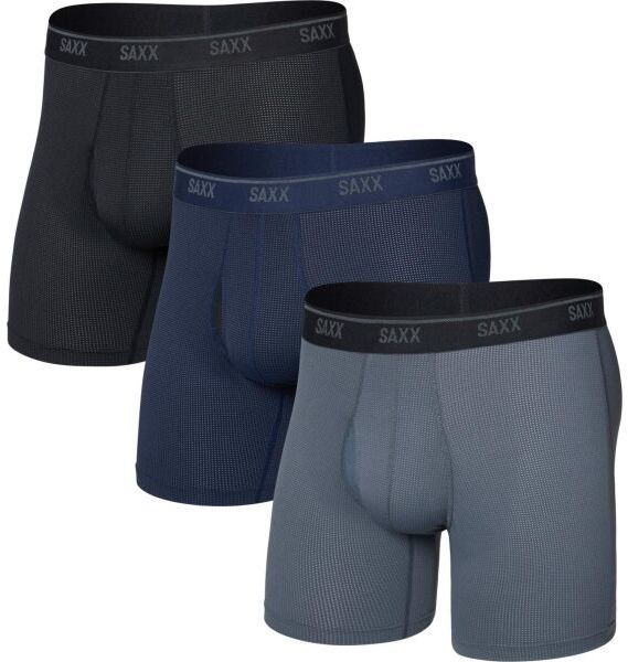SAXX QUEST QUICK-DRY MESH BOXER BRIEF FLY 3PK Pánske boxerky, čierna, veľkosť