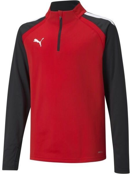 Puma TEAMLIGA 1/4 ZIP TOP JR Detská futbalová mikina, červená, veľkosť