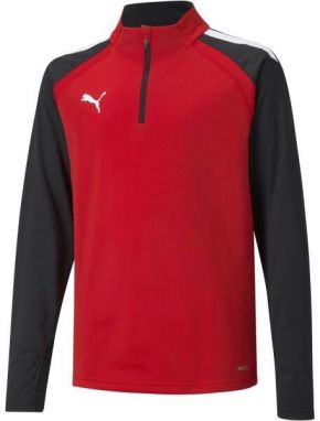 Puma TEAMLIGA 1/4 ZIP TOP JR Detská futbalová mikina, červená, veľkosť