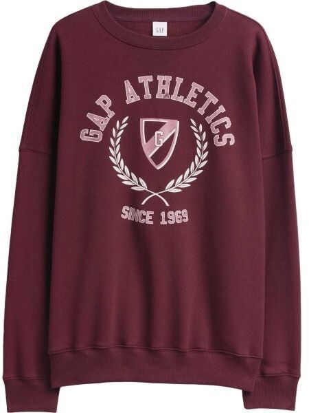 GAP V-LOGO OVERSIZED CREW Dámska mikina, vínová, veľkosť