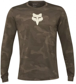 Fox RANGER TRU DRI LS Pánsky cyklistický dres, khaki, veľkosť