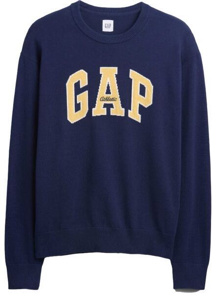 GAP V-INTX GAP ATHLETIC INTARSIA RLXD CREW Pánsky pletený sveter, tmavo modrá, veľkosť