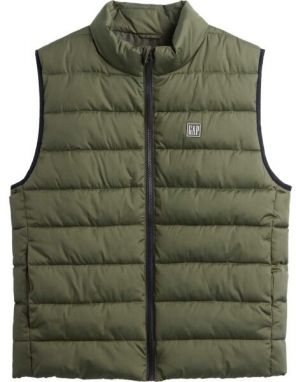 GAP V-FRCH LOGO LTWT PUFFER Pánska vesta, khaki, veľkosť