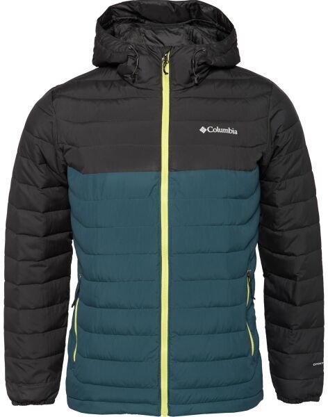 Columbia POWDER LITE HOODED JACKET Pánska zimná bunda, tmavo zelená, veľkosť