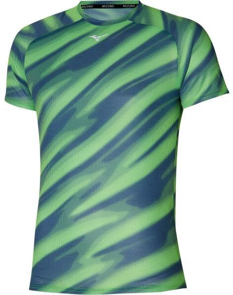Mizuno DRYAEROFLOW GRAPHIC TEE Pánske bežecké tričko, tmavo modrá, veľkosť