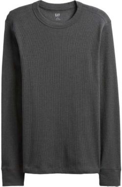 GAP V-WAFFLE CREW Pánske tričko, tmavo sivá, veľkosť