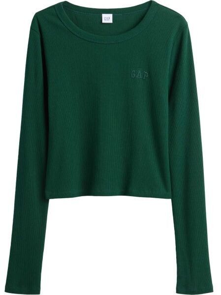 GAP V-JPN LS RIB TEE Dámske crop tričko, zelená, veľkosť