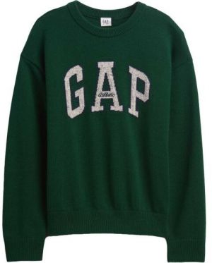 GAP V-JPN GAP ATHLETIC LOGO INTARSIA CREW Chlapčenský sveter, tmavo zelená, veľkosť