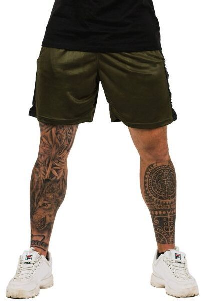 GymBeam VERTICAL MILITARY Pánske fitness šortky, tmavo zelená, veľkosť